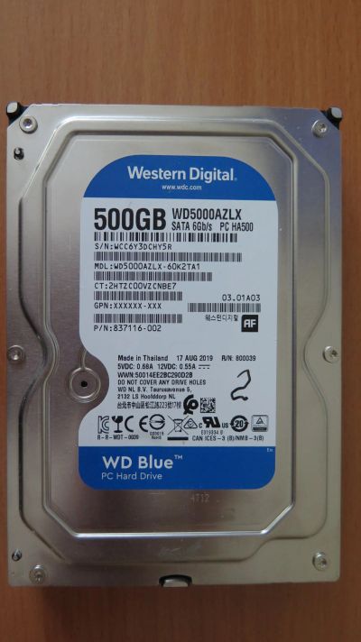 Лот: 21510279. Фото: 1. Жесткий диск WD Blue 500Gb (WD5000AZLX... Жёсткие диски