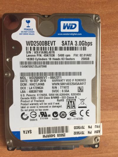 Лот: 9889490. Фото: 1. Жёсткий диск для ноутбука sata... Жёсткие диски (HDD)