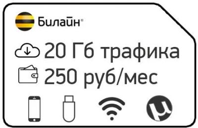 Лот: 11748141. Фото: 1. билайн 20 ГБ интернета ЗА 250... Красноярск