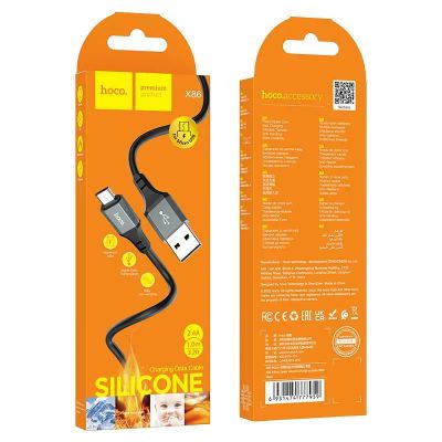 Лот: 22144156. Фото: 1. Кабель HOCO X86 MICRO-USB 1m 3А... Дата-кабели, переходники
