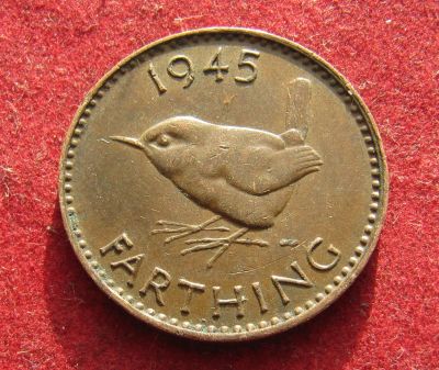 Лот: 21106764. Фото: 1. Великобритания 1 фартинг, 1945г... Великобритания и острова