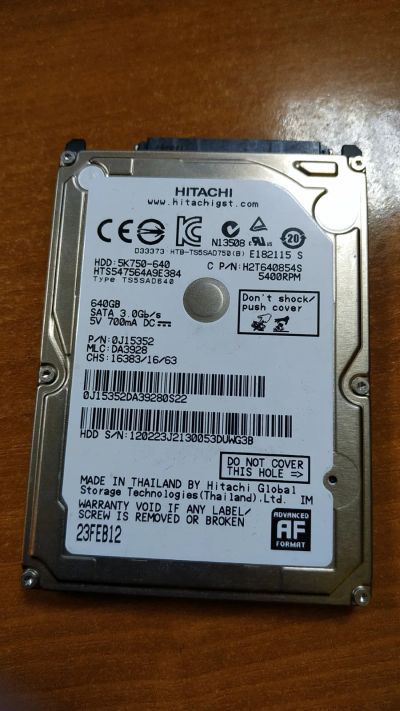 Лот: 17453837. Фото: 1. Жесткий диск Hitachi 640 Gb. Жёсткие диски (HDD)