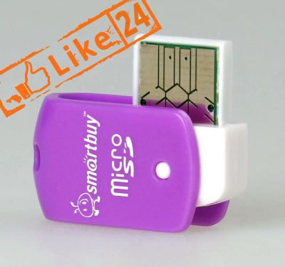 Лот: 11112606. Фото: 1. Smartbuy Картридер MicroSD фиолетовый. Картридеры