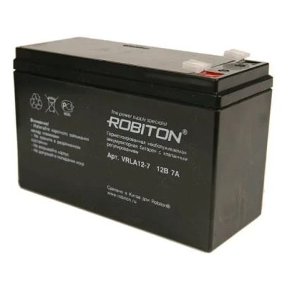 Лот: 21514738. Фото: 1. АКБ 12v-7Ah Robiton VRLA12-7... Батарейки, аккумуляторы, элементы питания