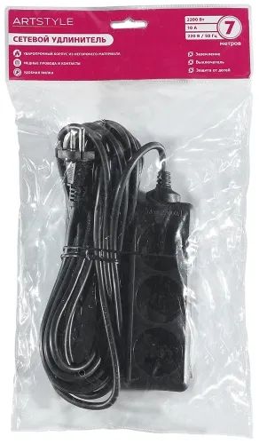 Лот: 24552847. Фото: 1. Удлинитель ARTSTYLE CL-C37B Black. Удлинители, тройники, сетевые фильтры