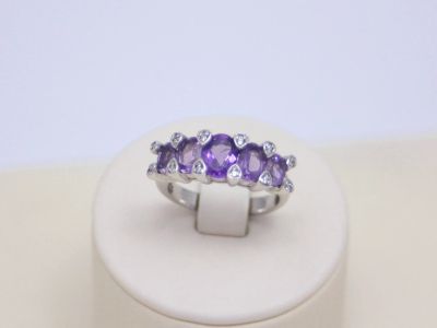 Лот: 14730473. Фото: 1. СЕРЕБРЯНОЕ КОЛЬЦО С АМЕТИСТОМ... Кольца, перстни