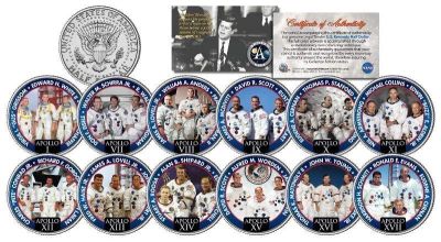 Лот: 11266824. Фото: 1. Набор из 12-ти монет США Астронавты... Америка