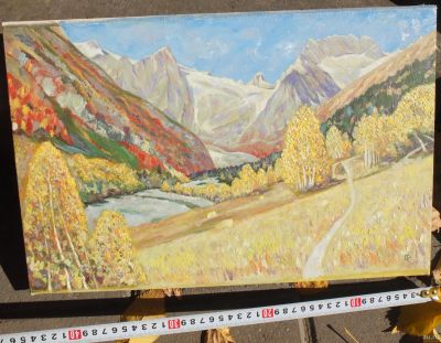 Лот: 18220896. Фото: 1. картина Осень в горах,холст,масло. Картины, рисунки