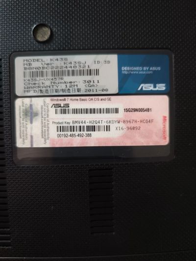 Лот: 24929618. Фото: 1. Ноутбук Asus k43s. Ноутбуки