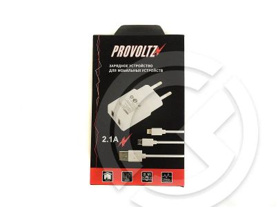 Лот: 13960502. Фото: 1. СЗУ PROVOLTZ 2в1 2,1A + microUSB... Зарядные устройства, блоки питания, адаптеры сетевые для смартфонов