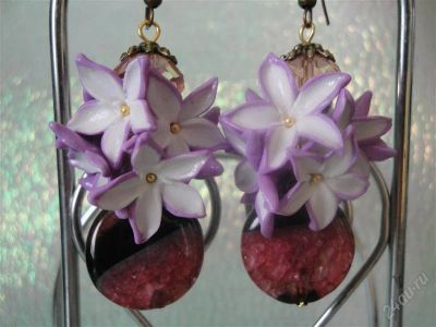 Лот: 1601893. Фото: 1. Изделие из полимерной глины,серьги... Серьги, каффы