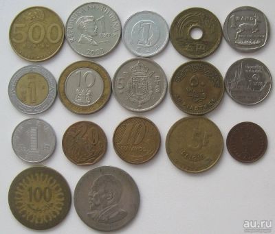 Лот: 18552995. Фото: 1. 17 иностранных монет из 14 стран... Наборы монет