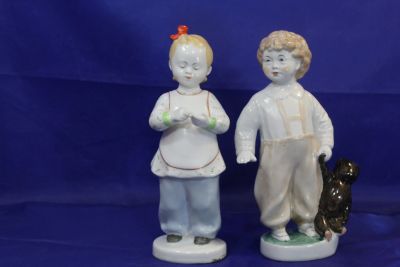 Лот: 19407195. Фото: 1. Парные статуэтки фарфоровые Первосчет... Фарфор, керамика