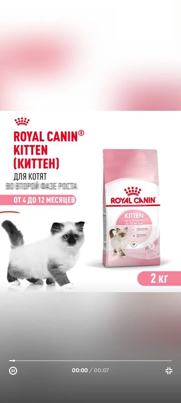 Лот: 24384824. Фото: 1. Сухой корм для котенка/кошек. Корма