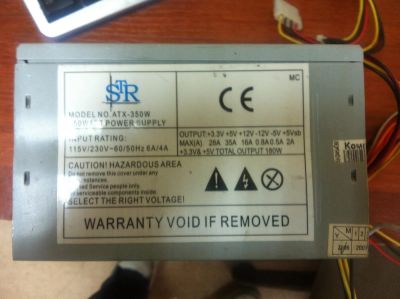 Лот: 4515335. Фото: 1. неисправный блок питания STR ATX-350W. Корпуса, блоки питания