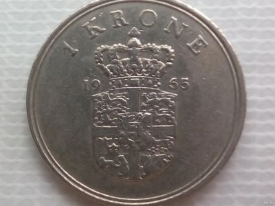 Лот: 14479203. Фото: 1. Монета Дании 1 крона, 1963 год. Европа