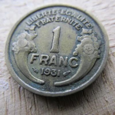 Лот: 24768665. Фото: 1. Монета 1 франк один Франция 1931... Европа