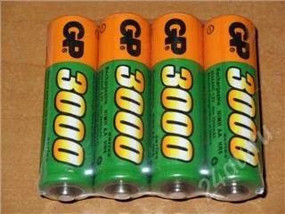 Лот: 143633. Фото: 1. 4 мощных аккумулятора AA 3000mAh... Батарейки, аккумуляторы, элементы питания
