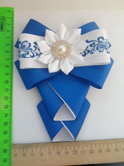 Лот: 8268732. Фото: 1. Школьный галстук (сине-белый). Аксессуары