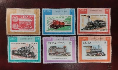 Лот: 19482506. Фото: 1. Марки. Куба. 1987. Поезда. Полная... Марки