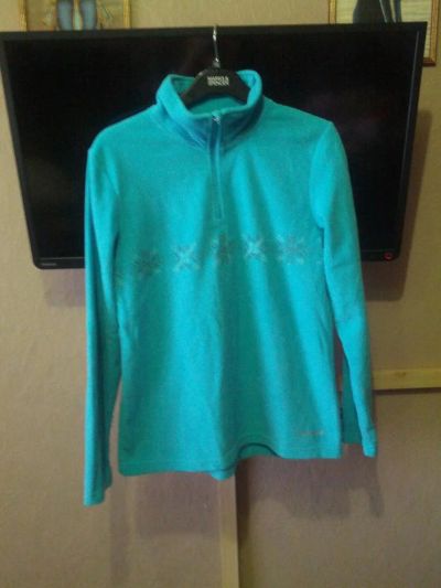 Лот: 5893378. Фото: 1. Кофта флис бирюзовая 50-52. Свитеры, толстовки, худи