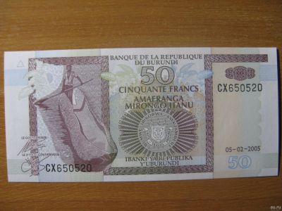 Лот: 12807455. Фото: 1. Бурунди 50 франков 2005 года... Африка