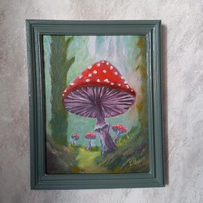 Лот: 24961512. Фото: 1. Картина маслом "Мухомор". Картины, рисунки