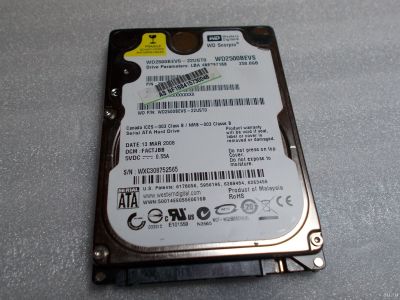 Лот: 13049811. Фото: 1. Неисправный диск WD2500BEVS на... Жёсткие диски (HDD)