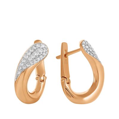 Лот: 23852416. Фото: 1. Серьги TALANT из золота с фианитами. Серьги, каффы