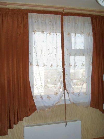 Лот: 4937368. Фото: 1. Штора в кухню "Корица". Шторы, тюль