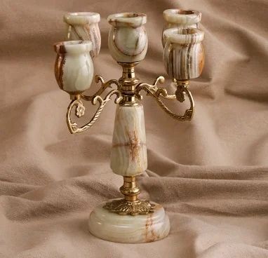 Лот: 6753679. Фото: 1. Подсвечник из оникса. Подсвечники, канделябры