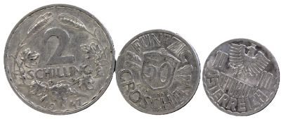 Лот: 25591126. Фото: 1. 2 шиллинга 1947 год .50 грошей... Германия и Австрия