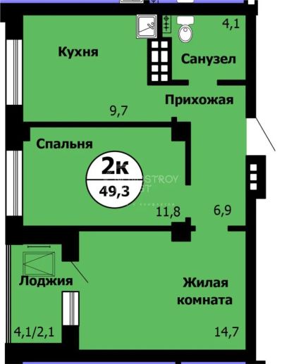Лот: 20766835. Фото: 1. Красноярск ул. Вильского/Лесопарковая... Квартиры, студии