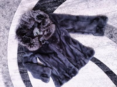 Лот: 18260716. Фото: 1. Шуба норковая голубой графит р... Верхняя одежда