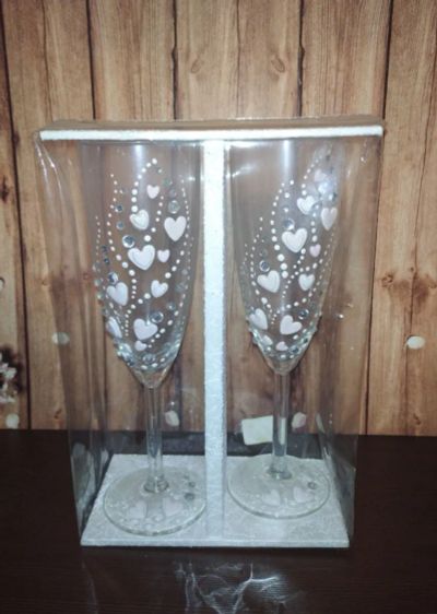 Лот: 19979421. Фото: 1. Свадебные бокалы с авторским дизайном... Подарки на 8 марта