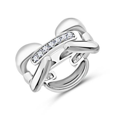 Лот: 23843913. Фото: 1. Серебряное кольцо с фианитами. Кольца, перстни