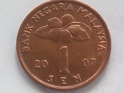 Лот: 16410507. Фото: 1. Монета Малайзии 1 сен, 2007. Австралия и Океания