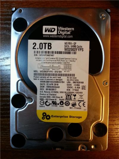 Лот: 8567665. Фото: 1. Жесткий диск WDC WD2002FYPS-01U1B1. Жёсткие диски (HDD)