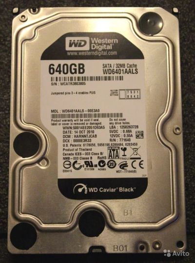Лот: 7049121. Фото: 1. жесткий диск WD Caviar Black 640Gb. Жёсткие диски (HDD)