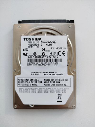 Лот: 24336223. Фото: 1. Жесткий диск Toshiba 320Gb MK3252GSX. Жёсткие диски (HDD)