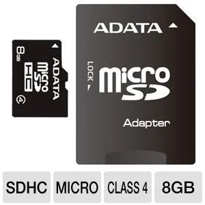 Лот: 5057816. Фото: 1. Карта памяти microSD HC 8 GB A-DATA... Карты памяти