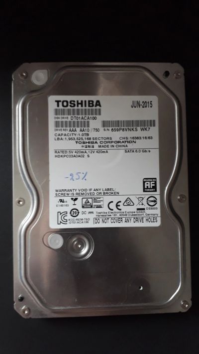 Лот: 15847136. Фото: 1. Жд 1тб Toshiba (бэды). Жёсткие диски (HDD)