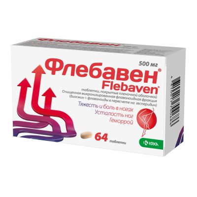 Лот: 23259464. Фото: 1. Флебавен таб.п о плен. 500мг... Лекарства
