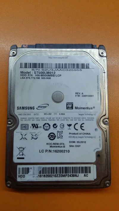 Лот: 9640614. Фото: 1. Б/У жесткий диск для ноутбука... Жёсткие диски (HDD)