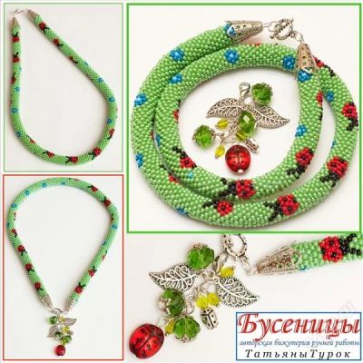 Лот: 2029007. Фото: 1. Новый Божьи коровки на лужайке... Колье