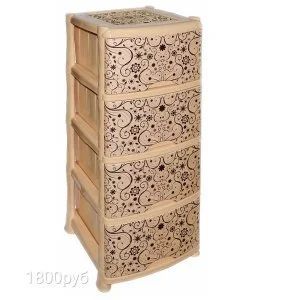 Лот: 12570936. Фото: 1. Комод пластиковый 4-х секц беж... Шкафы, стеллажи, комоды