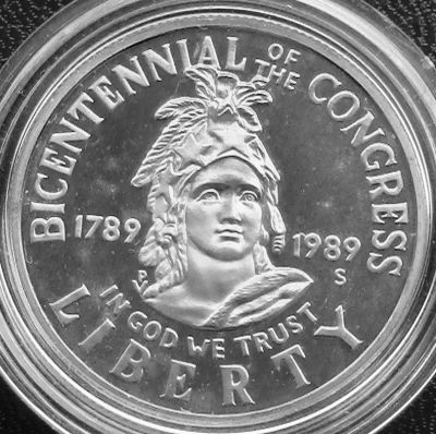 Лот: 6346893. Фото: 1. США 1/2 доллара 1989 ПРУФ = конгресс. Америка