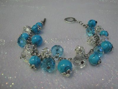 Лот: 1387704. Фото: 1. Браслет"Бирюзовый микс".Авторская... Браслеты