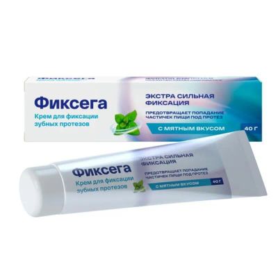 Лот: 25769153. Фото: 1. Фиксега крем для протезов мятный... Уход за полостью рта