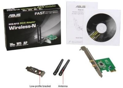 Лот: 9688273. Фото: 1. Asus PCE-N15 PCI WiFi адаптер. WiFi, Bluetooth адаптеры